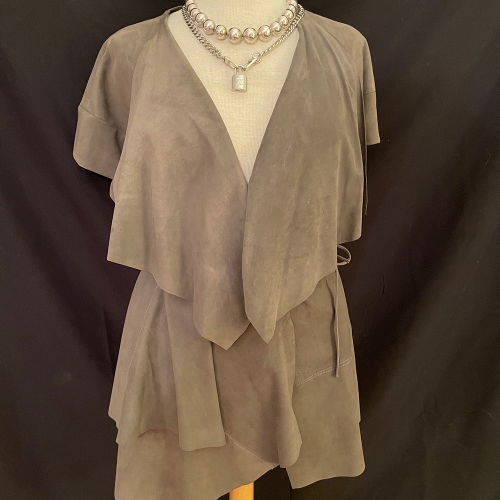 💕Stella &Jamie Suede long cross shirt